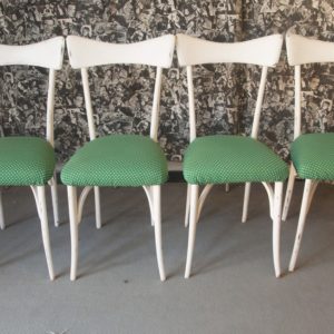 Art. SE13 - 4 sedie modernariato anni 50 rivestite con tessuto originale dell'epoca, Italia anni 50